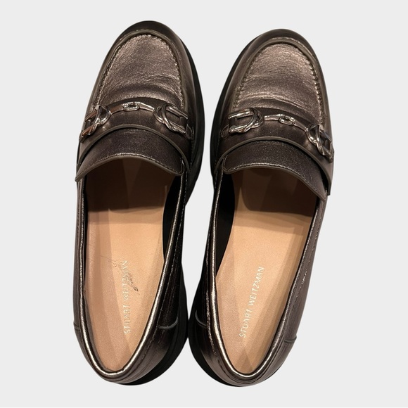 NWOT STUART WEITZMAN Owen gunmetal pewter Loafers with Chunky lug Sole Size 8.5 - Picture 5 of 7